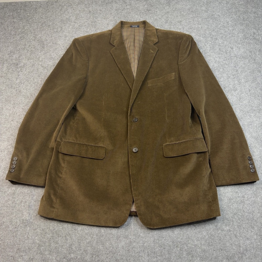 Saddlebred Men's Corduroy Blazer Brown 46 Long Cotton Two-Button Notch Flap GUC